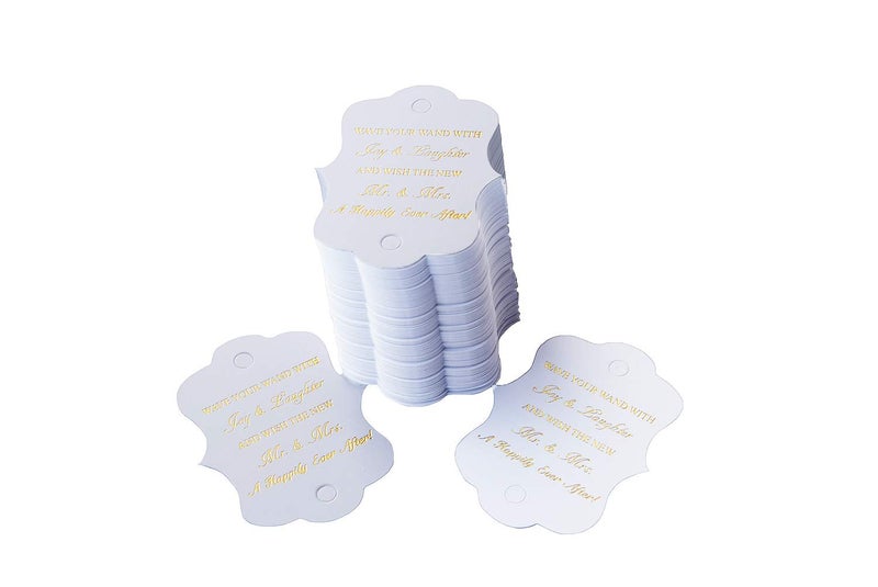 Kingsnow 100 Pack Wedding Ribbon Wand Favor Tags, Ribbon Wands Send Off Tag Exit Wand Tags for Wedding Wands - Image 3